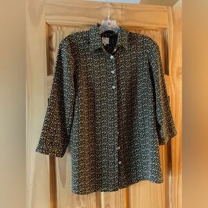 Acapella Lightweight Brown and White Patterned Top